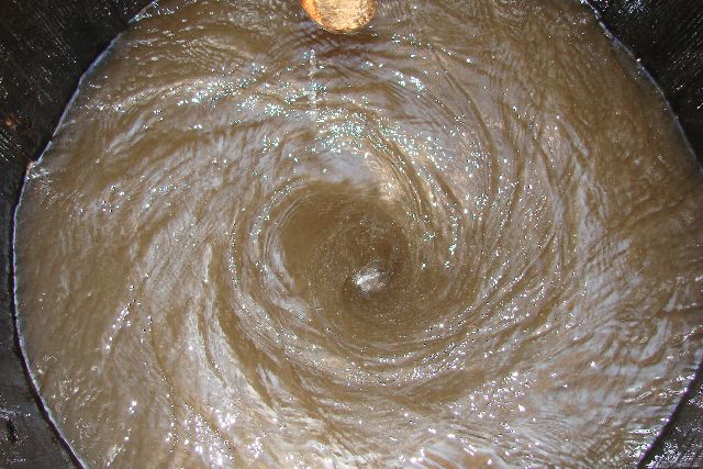 The preparation from inside the barrel, a beautiful vortex